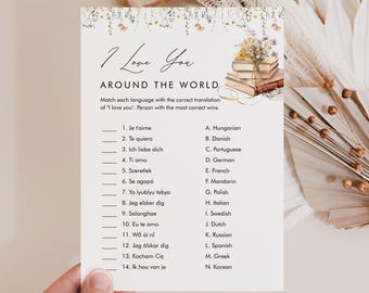 I love You Around the World, Wildflower Book Bridal Shower Game, Couples Shower Game, Editable Template, Instant Download #0066-23BRG