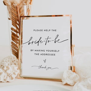 Address the Envelope Sign, Write Your Address, Minimal Bridal Shower, Help the Bride, Editable Template, Instant, Templett, 8x10 #0032-29S