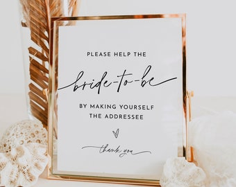 Address the Envelope Sign, Write Your Address, Minimal Bridal Shower, Help the Bride, Editable Template, Instant, Templett, 8x10 #0032-29S