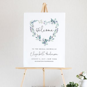 Heart Welcome Sign Template, Wedding, Bridal Shower, Baby Shower Poster ...