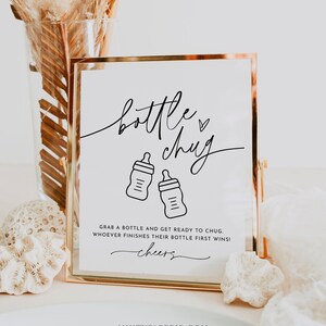 Bottle Chug Baby Shower Game, Baby Brewing, Baby Sign, Drink Game, Editable Template, Instant Download, Templett, 8x10 #0032-36BAG