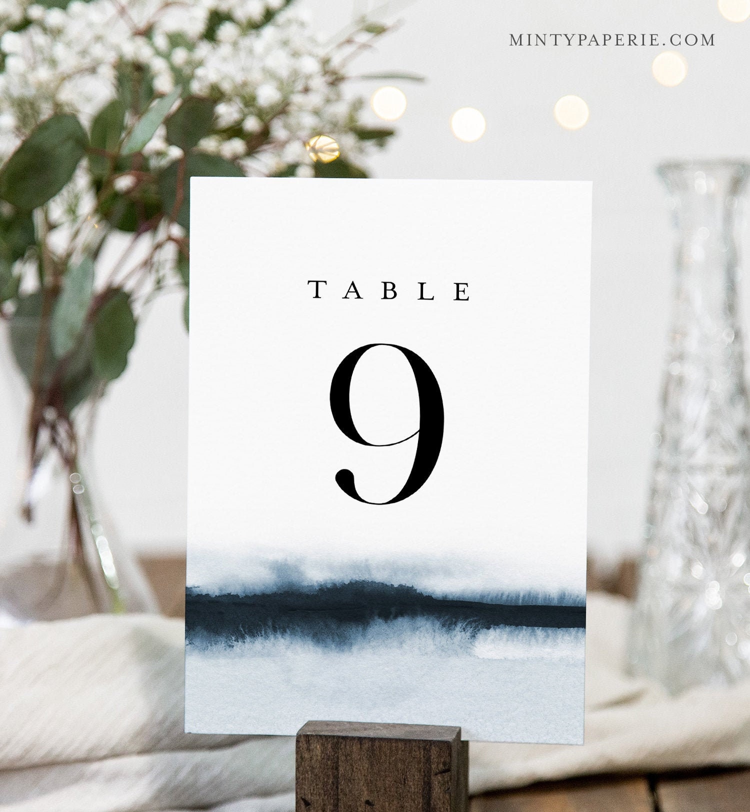 Elegant Table Number Cards, Printable Wedding Table Number, Modern