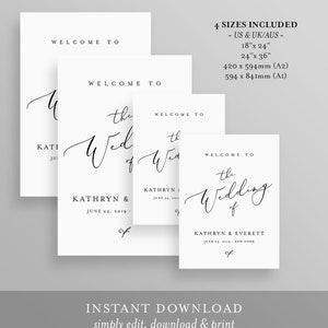 Wedding Welcome Sign Template, Instant Download, 100% Editable, Printable Minimalist Wedding Poster, Modern, Clean, Templett, DIY 045-123LS image 2