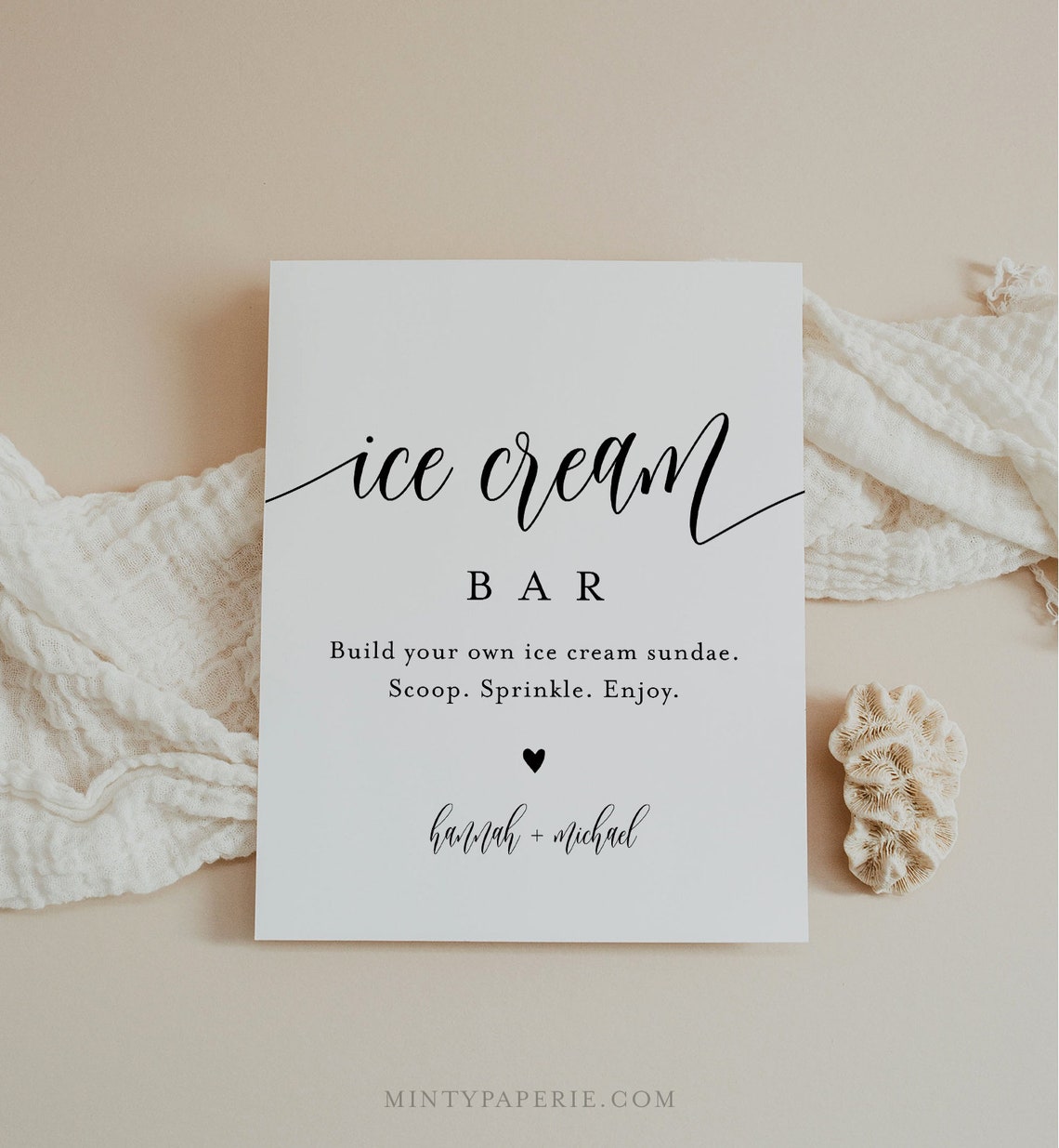 Ice Cream Bar Sign Sundae Bar Minimalist Wedding Ice Cream Etsy