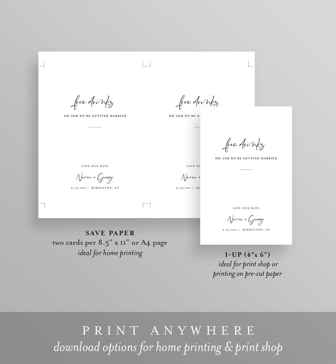 Save the Date Template Free Drinks 100% Editable Text Funny - Etsy