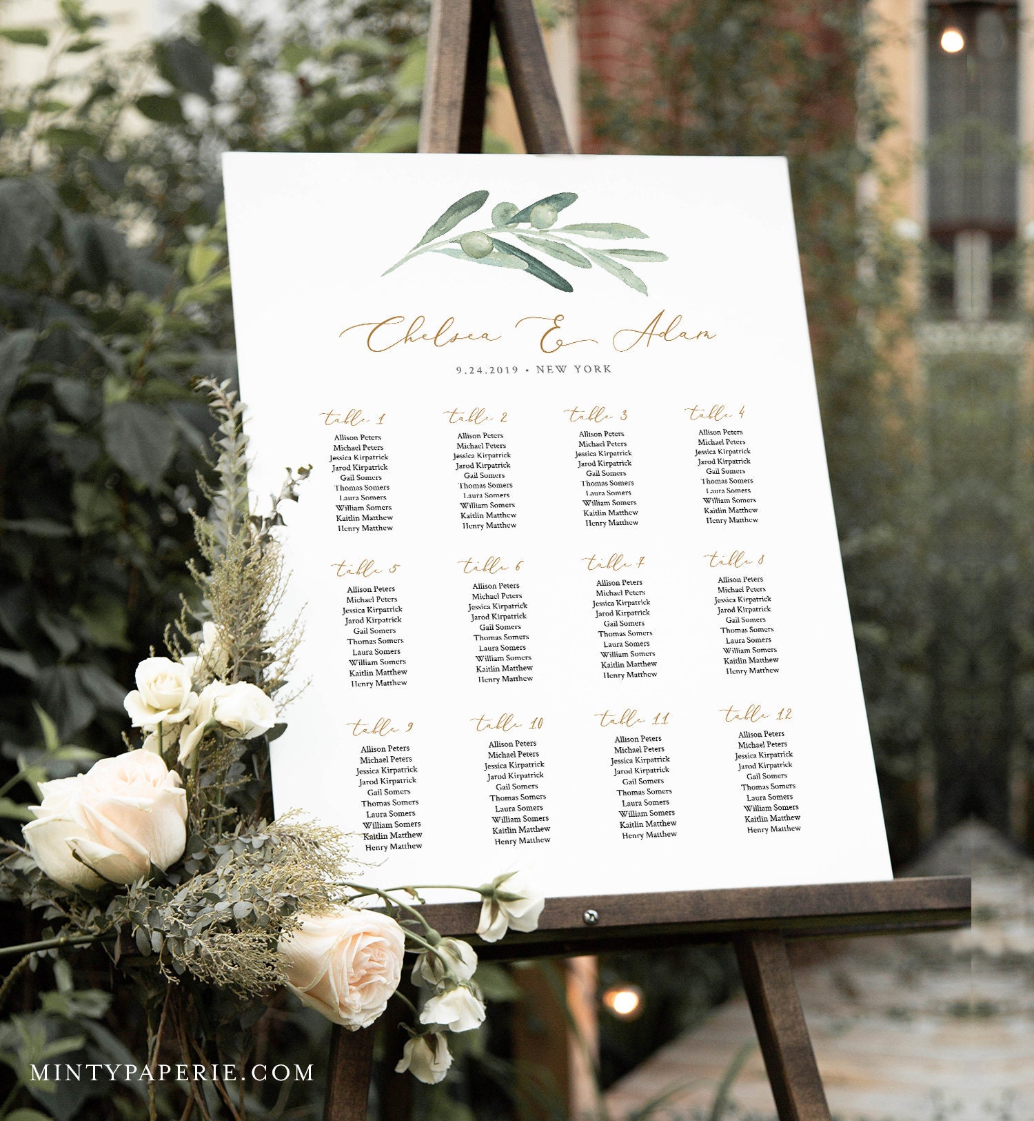 Bridal Shower Seating Chart