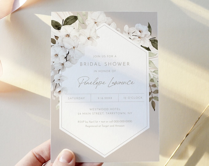 Boho Bridal Shower Invitation Template, Dried Foliage, Couples Shower Invite, Wedding Shower, 100% Editable, INSTANT DOWNLOAD #0028B-301BS