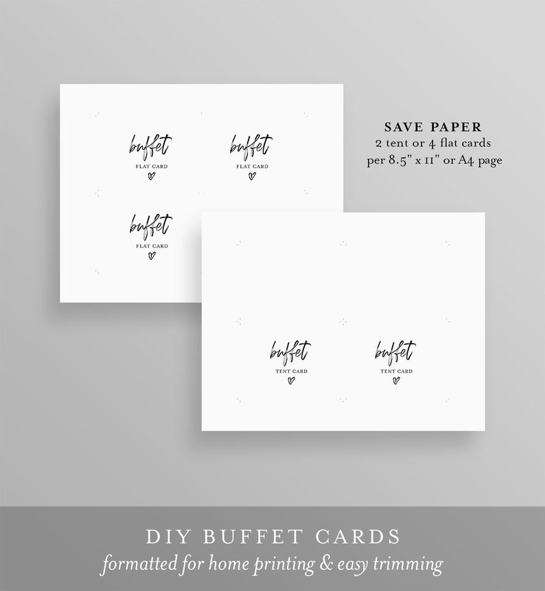 Minimalist Buffet Card Template, Food Label, Modern Wedding Buffet Printable, Instant Download, 100% Editable Text, Templett 090-108BC image 3