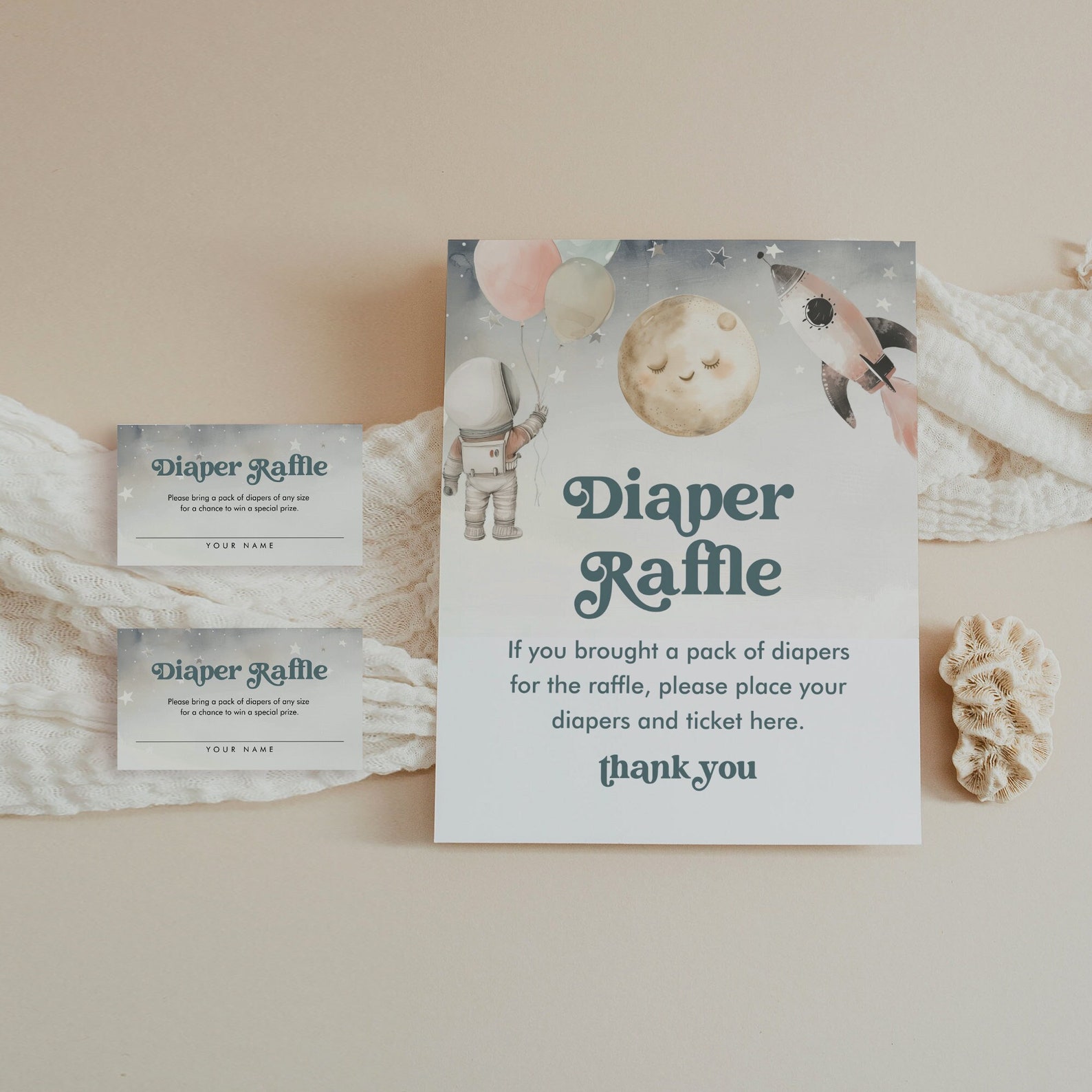 Space Theme Raffle Space Diaper Raffle Game, Printable Galaxy Baby Shower Diaper Raffle ...