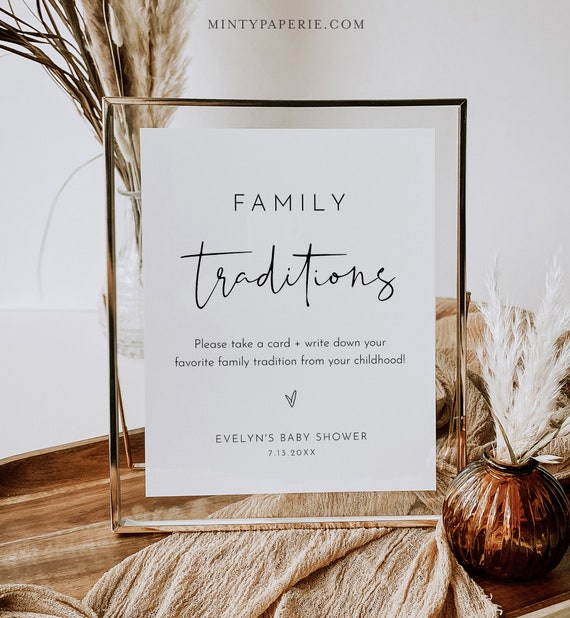 Golden Theme Family Traditions Baby Shower Game Set - 1 Sign & 20 Cards