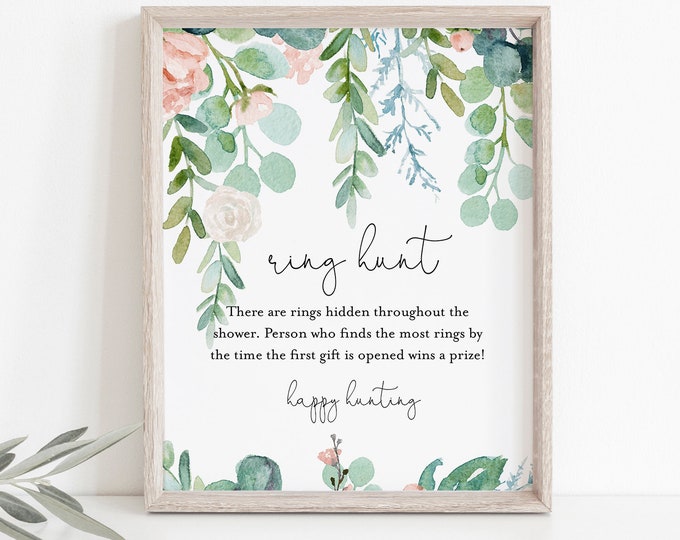 Ring Hunt Bridal Shower Game, Lush Garden Ring Game Template, Bridal Shower Printable, Editable, Instant Download, Templett #068A-297BG