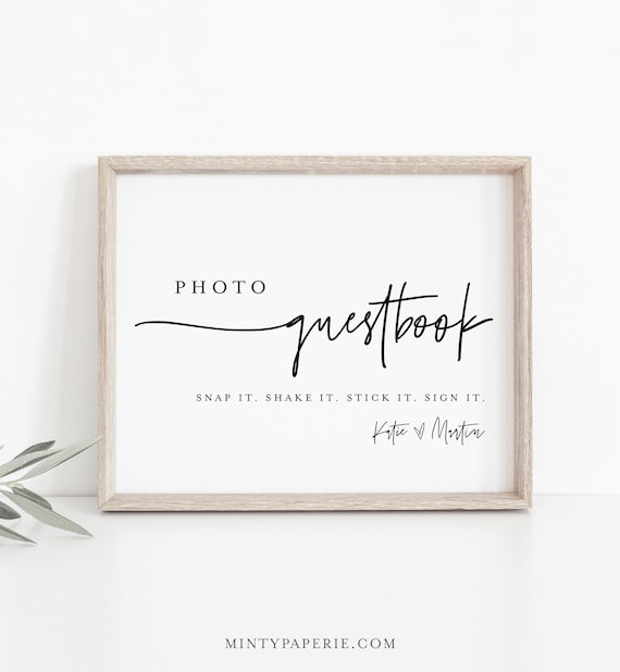 Photo Guestbook Sign, Modern Wedding Guest Book, 100% Editable Template,  Minimalist Sign, Instant Download, Templett, DIY 8x10 0009-30S -  Israel