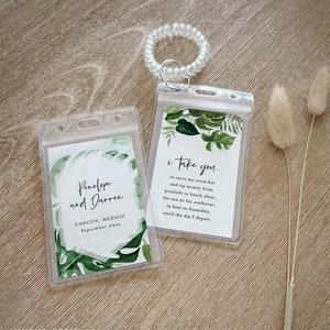 Wedding Room Key Card Tag Template, Printable Tropical Palms Key Card Pocket, Destination Wedding, Instant Download, Templett #099-103RKH