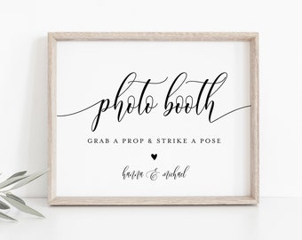 Photo Booth Sign, Printable Wedding Photo Booth Props, Photobooth, Modern Calligraphy, nstant Download, Templett, 8x10 #008-17S