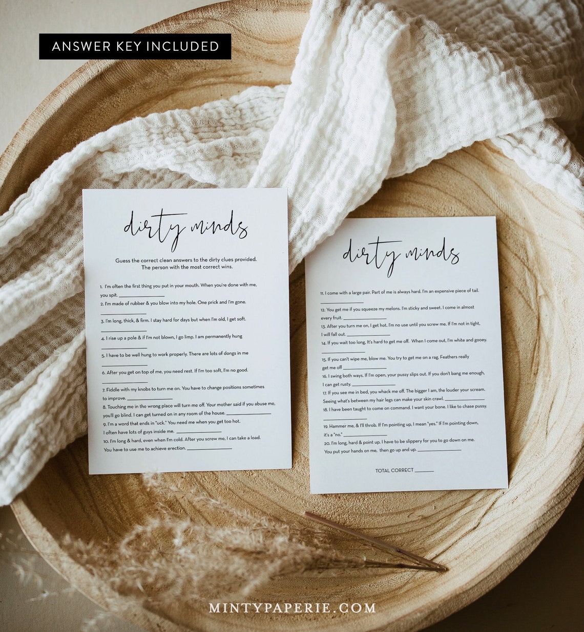 Hen Do Rude Riddles Dirty Minds Game, Hen Do Party, Dirty Bachelorette Riddle Game, Modern ...