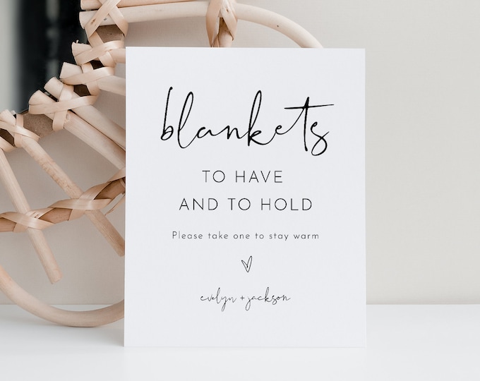 Wedding Blanket Sign, To Have and To Hold, Minimalist Outdoor Wedding, 100% Editable Template, Instant Download, Templett  #0031-25S