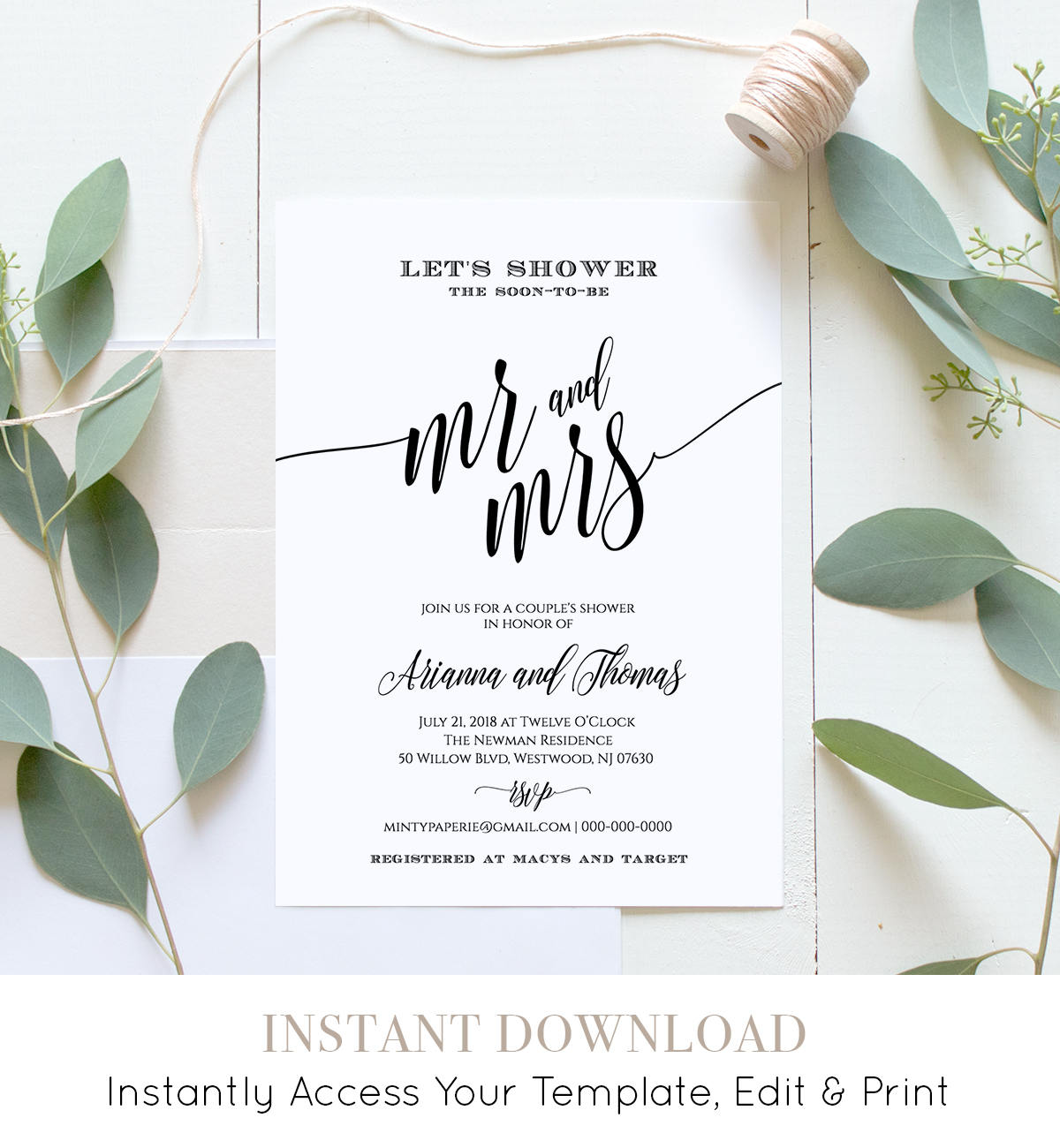 Couples Shower Invitation Printable Wedding Shower Invite 100 