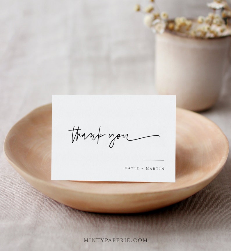 Minimalist Thank You Folded Card Printable, Modern Wedding / Bridal Shower Note, Editable Template, INSTANT DOWNLOAD, Templett 0009-182TYC image 5