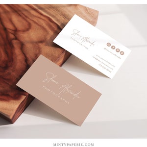 Boho Neutral Small Business Card, Terracotta Shop Business Card, Modern Calling Card, 100% Editable Template, Instant, Templett #0026BR-BC02