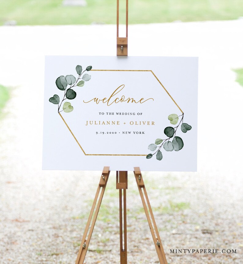 Greenery Welcome Sign Template Printable Wedding or Bridal | Etsy