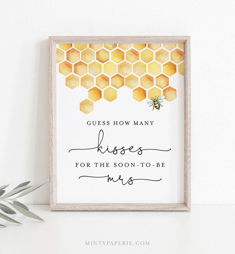 How Many Kisses Bridal Shower Game Hershey Kisses Game Honey Etsy