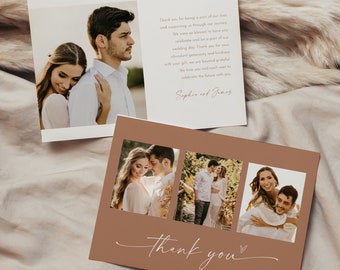 Wedding Photo Thank You Card, Terracotta, Boho Thank You, Custom Photo, Editable Template, Instant Download, Templett, 5x7 #0034T-210TYC