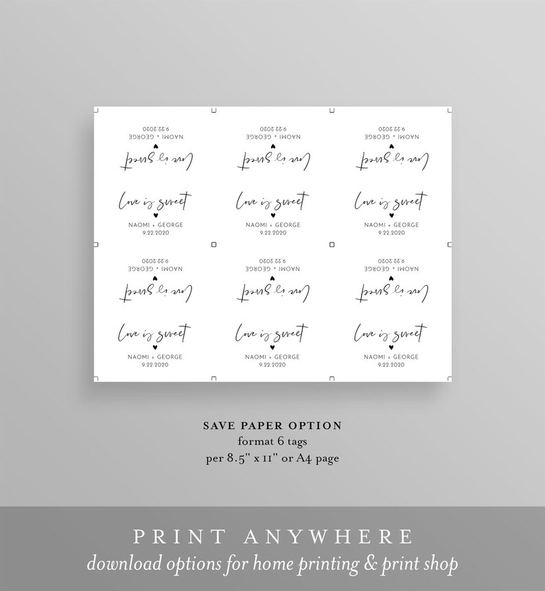 Treat Favor Bag Topper Template Love is Sweet Candy / Mint Etsy