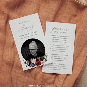 Funeral Prayer Card Template, Floral Memorial Prayer Card, Gebedsgedicht, Doodsbrief, 100% bewerkbaar, Instant Download, Templett 062-105FPC