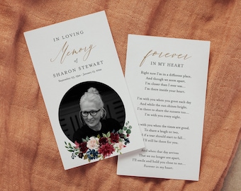 Funeral Prayer Card Template, Floral Memorial Prayer Card, Prayer Poem, Obituary, 100% Editable, Instant Download, Templett 062-105FPC