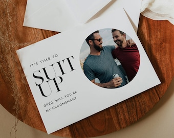 Best Man Proposal Card, Groomsmen Proposal Card Template, Suit Up, Modern Will You Be My Groomsmen, Be My Best Man Gift, Instant #102GMP