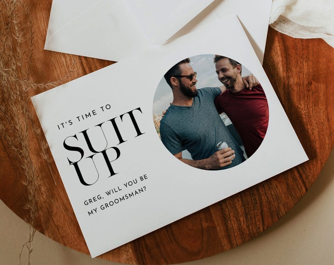 Best Man Proposal Card, Groomsmen Proposal Card Template, Suit Up, Modern Will You Be My Groomsmen, Be My Best Man Gift, Instant #102GMP