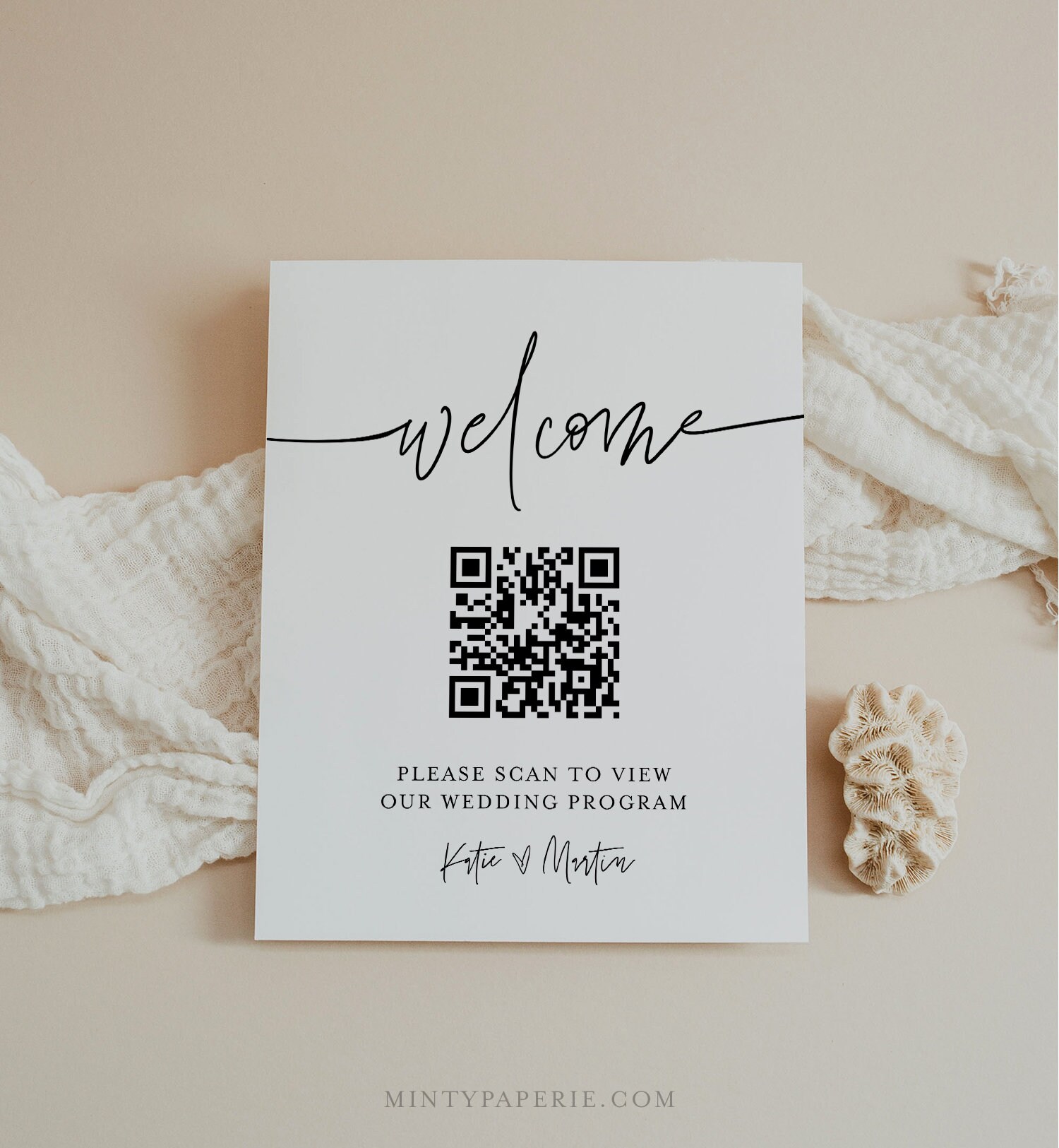 QR Code Wedding Program Scan QR Code For Order Of Service Minimalist
