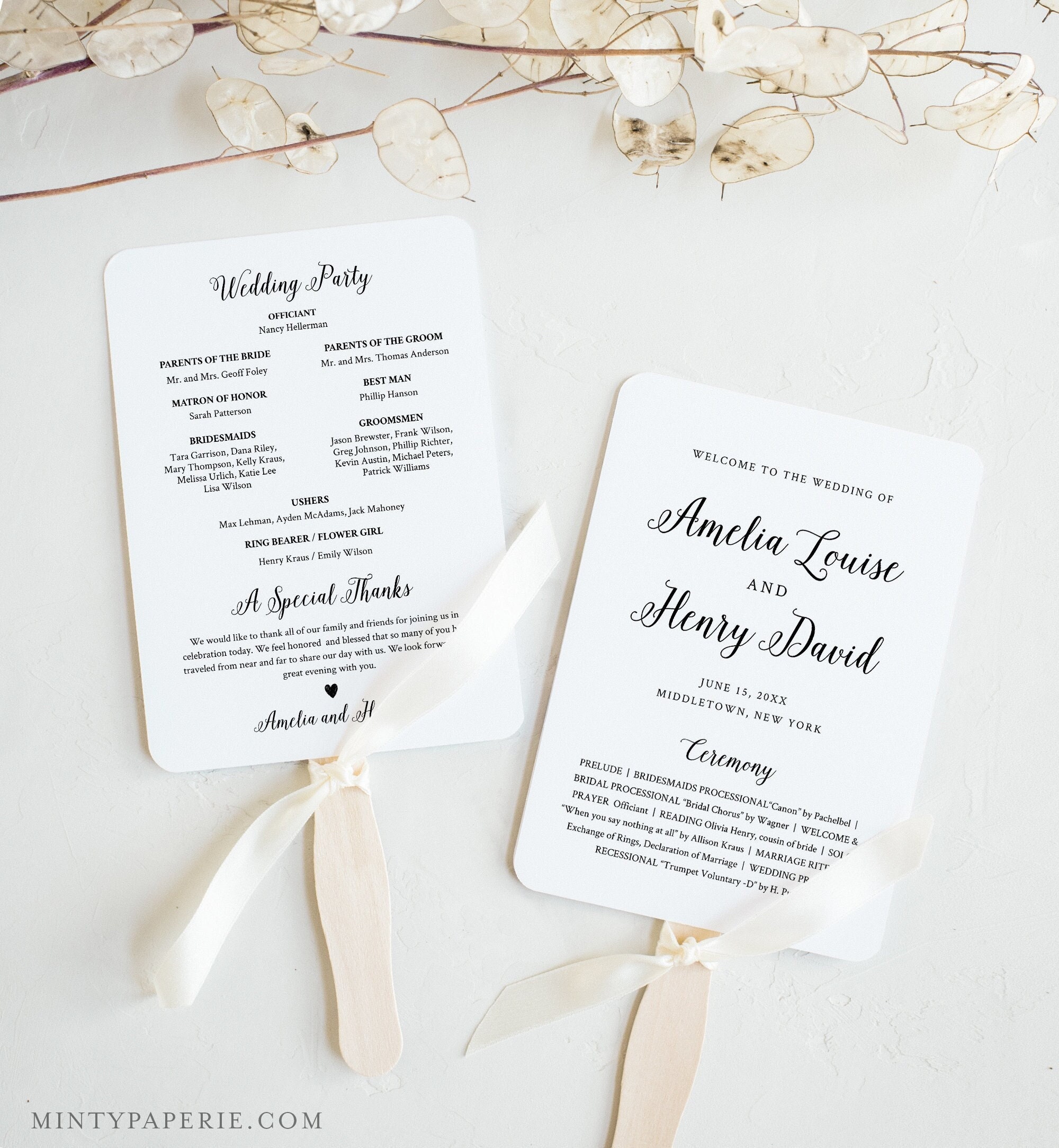 Printable Wedding Program Fan DIY Wedding Ceremony Template Etsy Printable Wedding Program Fan DIY Wedding Ceremony Template Etsy