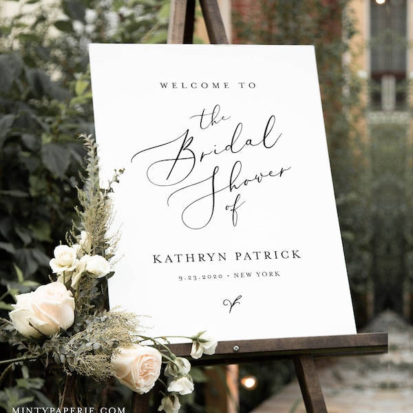 Minimalist Welcome Sign Template, Printable Modern Bridal Shower or Wedding Sign, Instant Download, 100% Editable, Templett #045-191LS