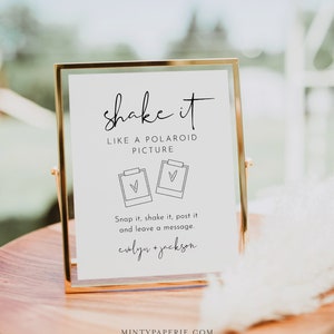 Shake It Like a Polaroid Picture, Photo Guest Book Sign, Modern Wedding, Editable Template, Minimalist, Instant, Templett 8x10 #0031-72S