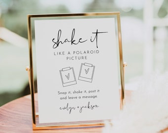 Shake It Like a Polaroid Picture, Photo Guest Book Sign, Modern Wedding, Editable Template, Minimalist, Instant, Templett 8x10 #0031-72S