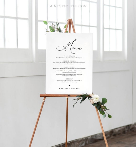 Wedding Menu Sign Template, INSTANT DOWNLOAD, 100% Editable, Printable Menu  Card and Poster Board, 4 Sizes: 5x7, 16x20, 18x24, 24x36 CHM-04 