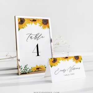Sunflower Place Card Template Printable Fall Wedding Escort - Etsy