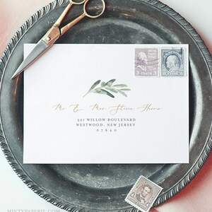 Olive Envelope Template, Greenery Wedding Address Printable, Instant Download, 100% Editable Text, Templett, A1, A7 Sizes #081-121EN