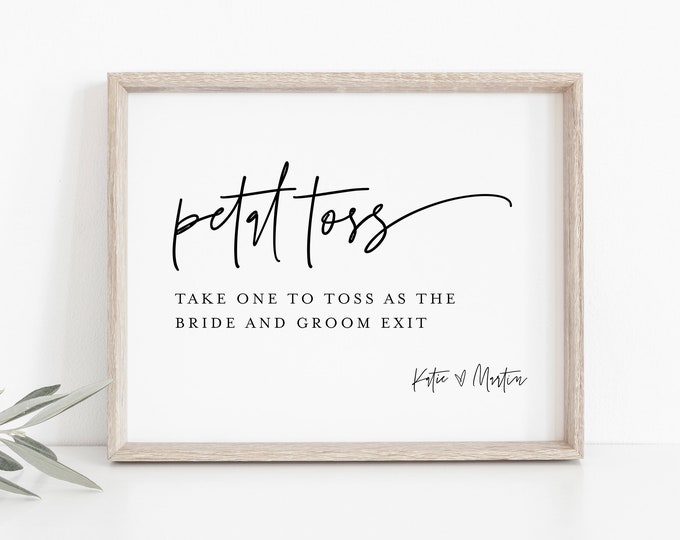 Petal Toss Sign, Printable Minimalist Wedding Send Off, Confetti, Editable Template, Instant Download, Templett, 8x10 #0009-53S