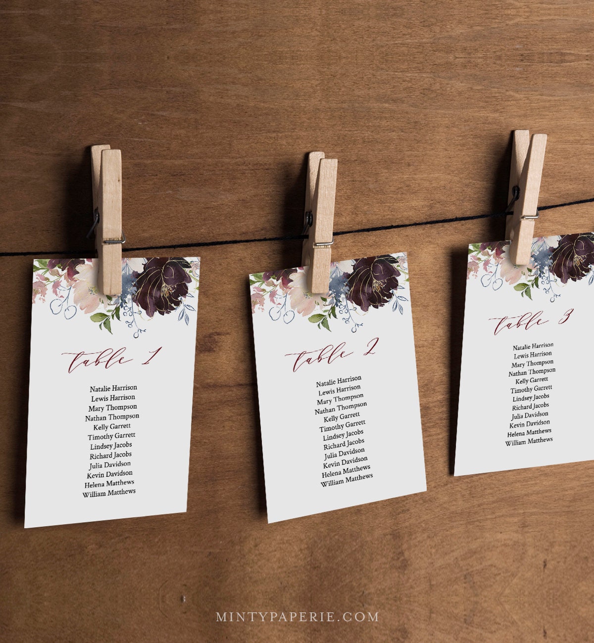 Seating Chart Card Template