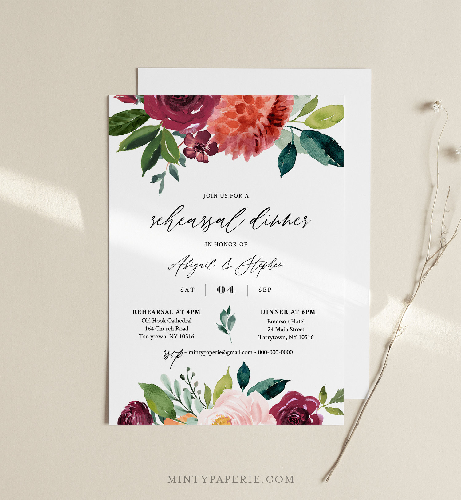 DIY Rehearsal Dinner Invitation, INSTANT DOWNLOAD, Editable Template, Printable Wedding