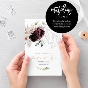 Moody Florals Wedding Invitation Suite Template, 100% Editable Text, Romantic Purple Boho, Invite, RSVP & Detail, INSTANT DOWNLOAD 074A image 6