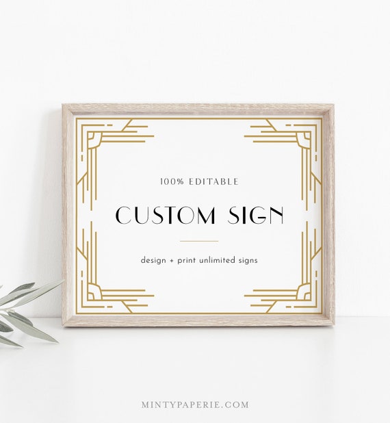 Art Deco Custom Sign Template Minimal Retro Wedding or Bridal | Etsy