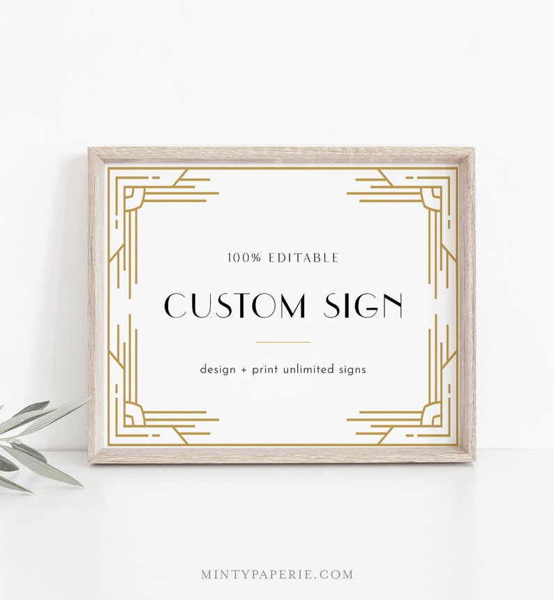 Art Deco Custom Sign Template Minimal Retro Wedding or Bridal | Etsy