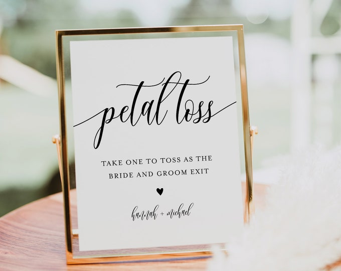 Petal Toss Sign, Printable Minimalist Wedding Send Off, Confetti, Editable Template, Instant Download, Templett, 8x10 #008-68S