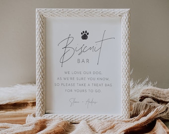 Biscuit Bar Sign, Pet Treat Favor Sign, Dog Treat, Minimalist Wedding Sign, Editable Template, Instant Download, Templett, 8x10 #0026-63S