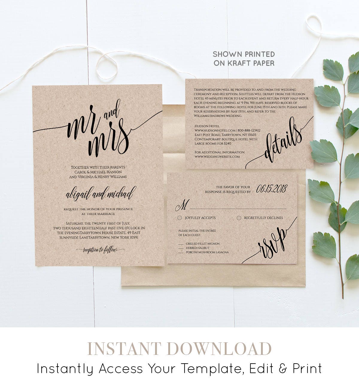 Wedding Rsvp Postcard Template Free