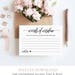 Words of Wisdom Card Template, Wedding Advice Printable Card, Bridal Shower Games, 100% Editable, Instant Download, Digital, DIY #023-106EC