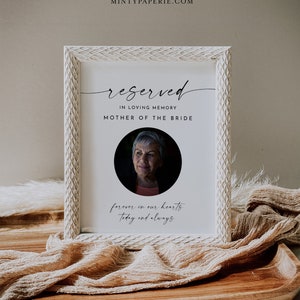 Reserved Seating, In Loving Memory Sign, Minimalist Wedding Memorial, Modern, Editable Template, Instant Download, Templett, 8x10 #0034W-88S